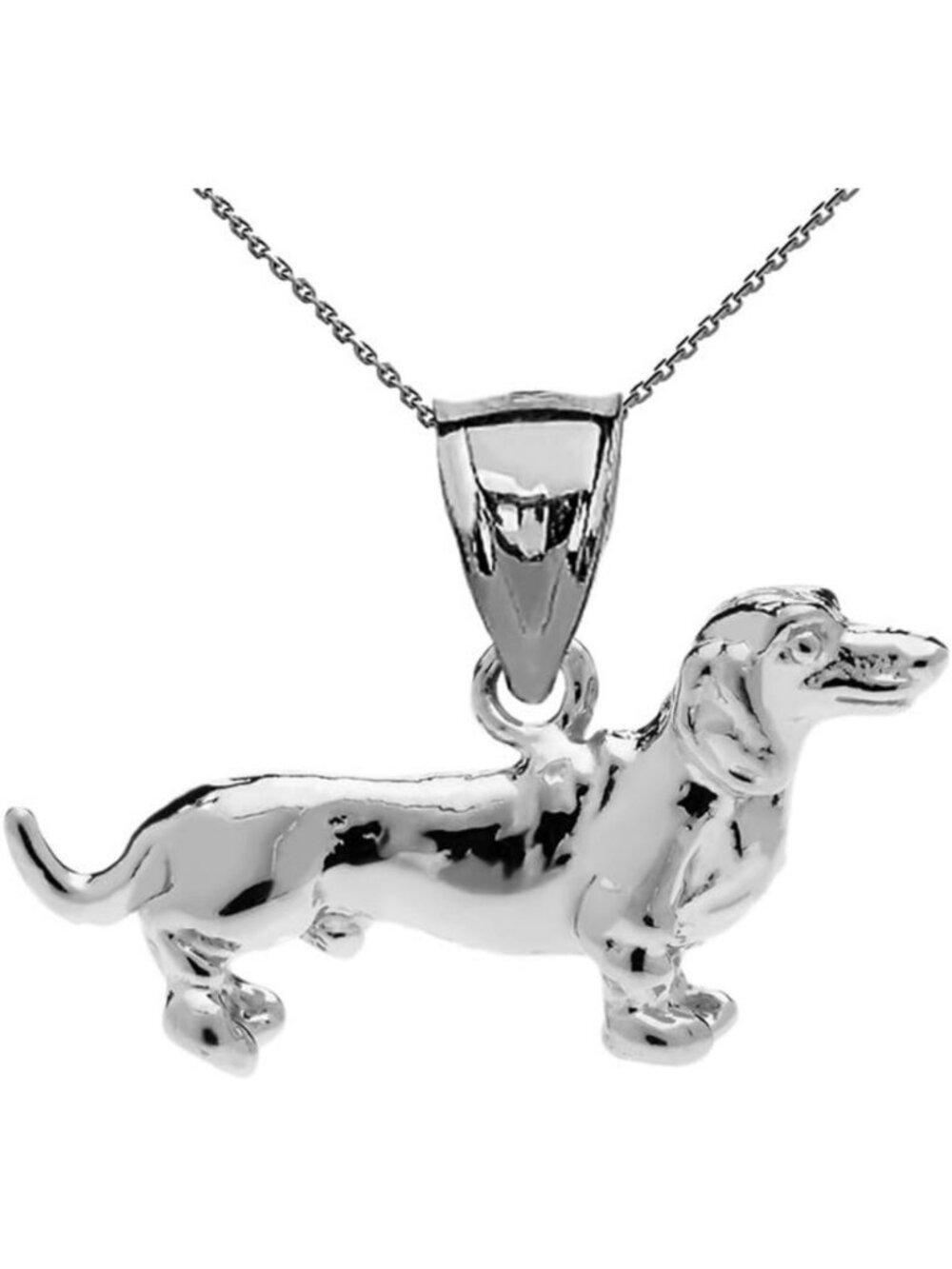 Sterling Silver Dachshund Charm Pendant Necklace - Cute Dog Jewelry Gift